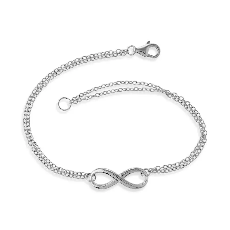 Sterling Silver Double Strand Infinity Bracelet