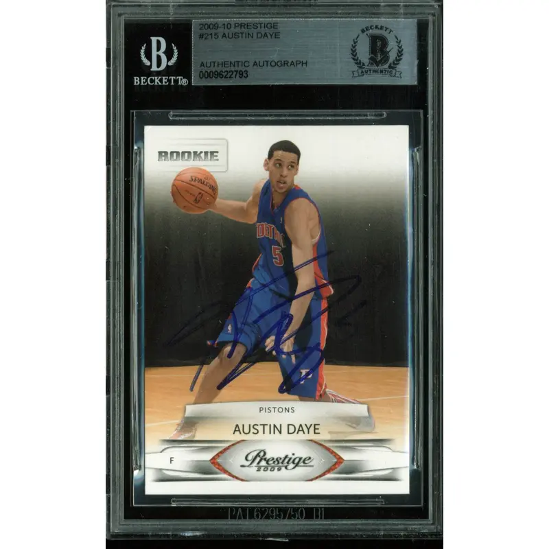 Pistons Austin Daye Authentic Signed Card 2009 Prestige RC #215 BAS Slabbed