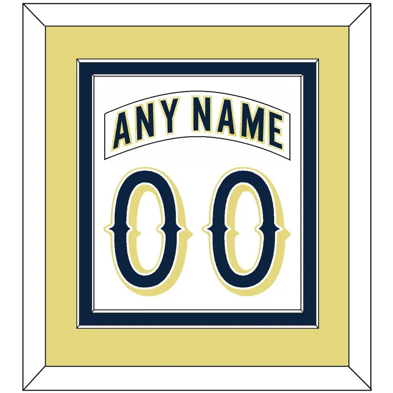 Notre Dame Hockey Nameplate & Number (Back) Combined - Home White - Double Mat 3
