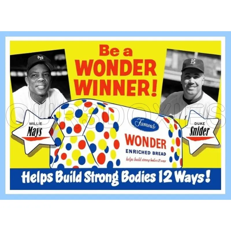 Willie Mays Duke Snider 1950's Wonder Bread Custom Card - 4005