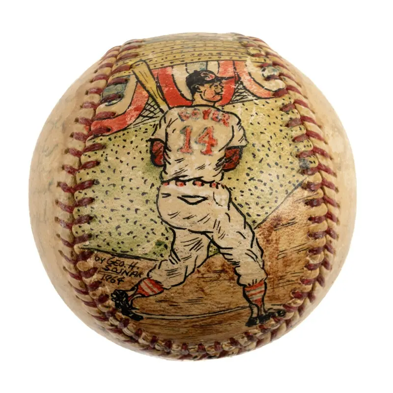 1964 St. Louis Cardinals World Series George Sosnak Folk Art Signed Baseball