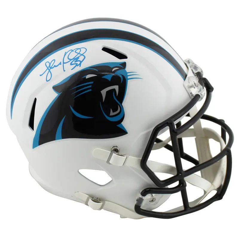 Panthers Luke Kuechly Signed Flat White Full Size Speed Rep Helmet BAS Witnessed