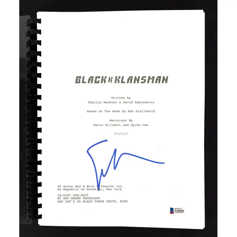 Spike Lee BlacKkKlansman Authentic Signed Movie Script Autographed BAS #G20261