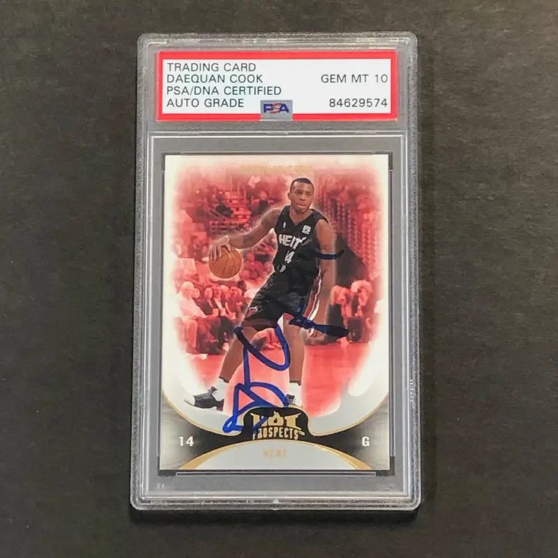 2008-09 Fleer NBA Hot Prospects #19 Daequan Cook Signed Card AUTO 10 PSA Slabbed Heat