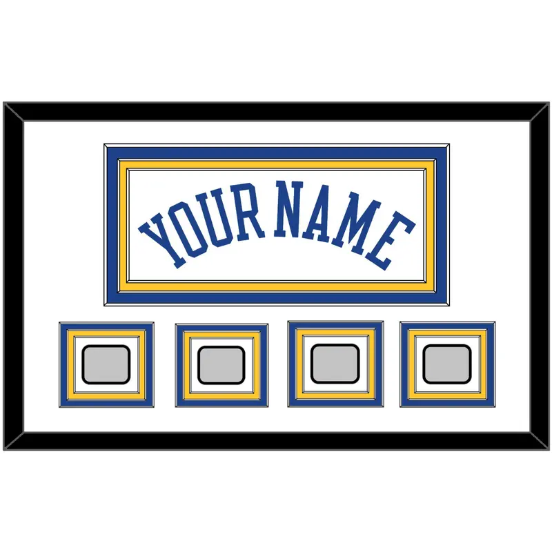 Golden State Name & 4 Champions Patches - Home White (2010-2019) - Triple Mat 1