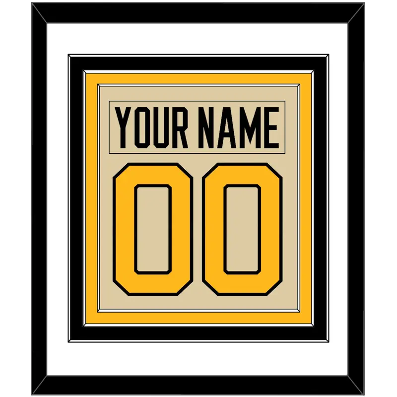 Pittsburgh Nameplate & Number (Back) Combined - 2023 Winter Classic Tan - Triple Mat 1