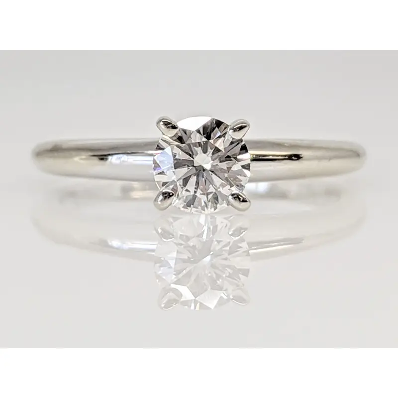 14K WHITE .37 CARAT TOTAL I1 H DIAMOND ROUND SOLITARE ESTATE RING 1.9 GRAMS