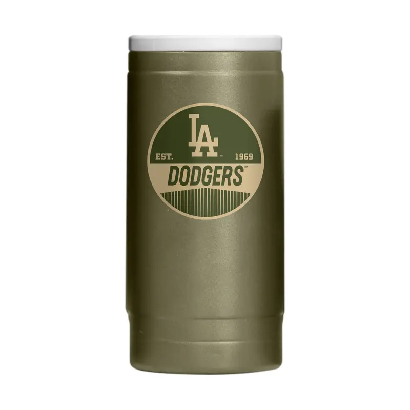 LA Dodgers Badge Powder Coat Slim Can Coolie