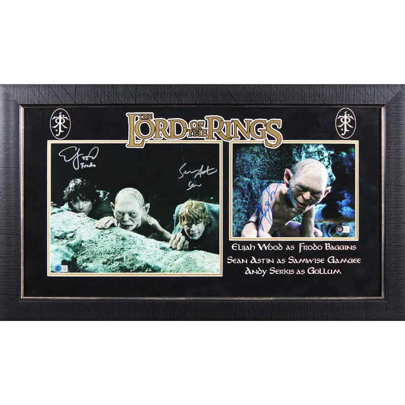 LOTR (3) Astin, Wood & Serkis Authentic Signed 11x14 Photo Framed Display BAS 2