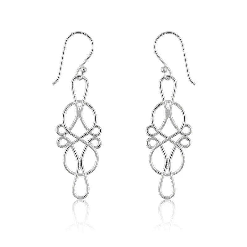 Sterling Silver Designed Infinity Earrings