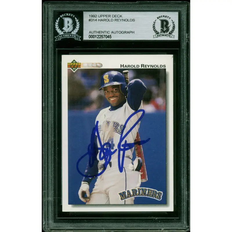 Mariners Harold Reynolds Authentic Signed 1992 Upper Deck #314 Card BAS Slabbed