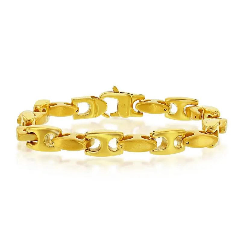 Stainless Steel Brushed & Polished Anchor Link Bracelet
