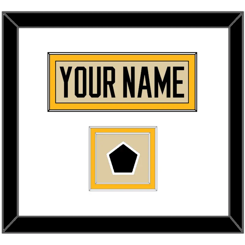 Pittsburgh Nameplate & 2023 Winter Classic Patch - Tan Jersey - Double Mat 1