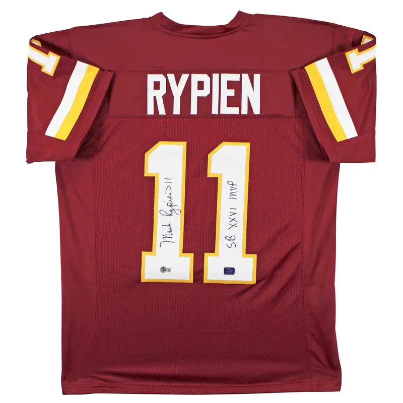 Mark Rypien "SB XXVI MVP" Signed Maroon Pro Style Jersey BAS Witnessed 2