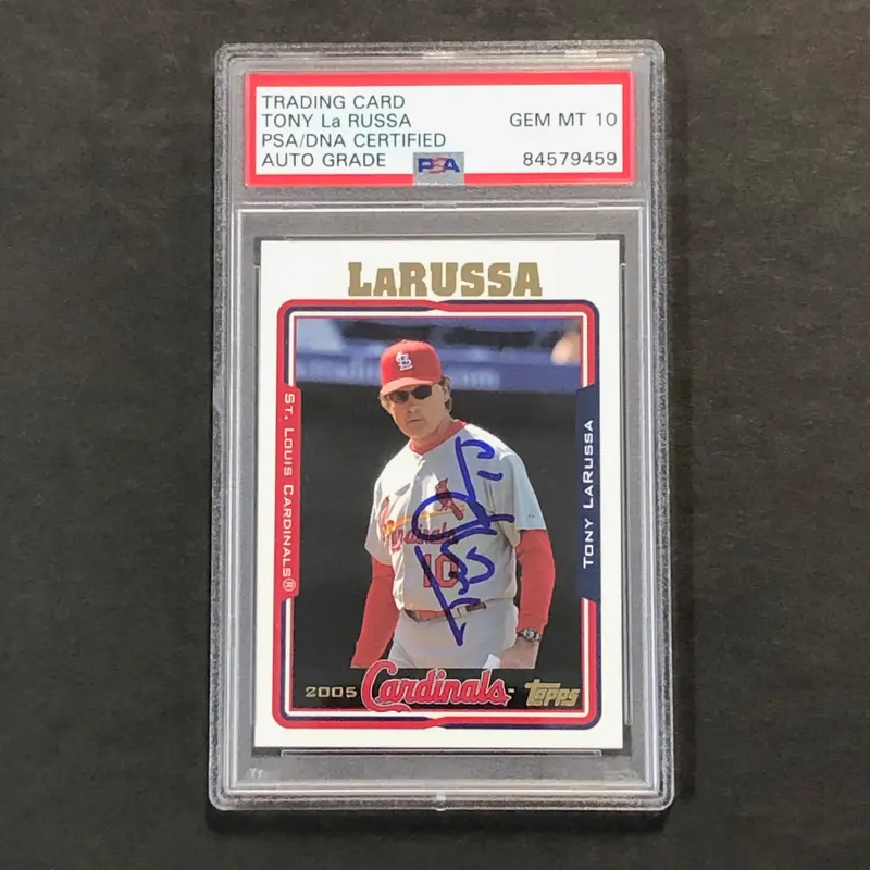 2005 Topps #293 Tony La Russa Signed Card Auto 10 PSA Slabbed Cardinals