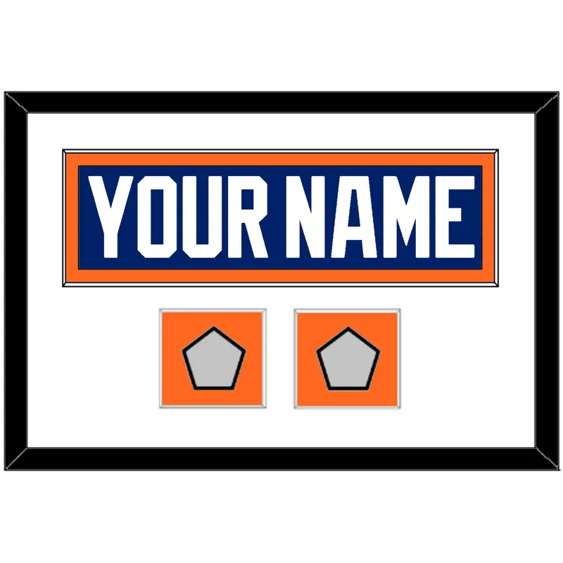 Edmonton Nameplate & 2 Stanley Cup Champions Patches - Road Blue (1981-1994) - Single Mat 1