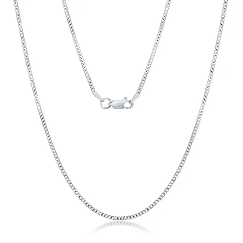 Sterling Silver 1.9mm Cuban Chain - Rhodium Plated