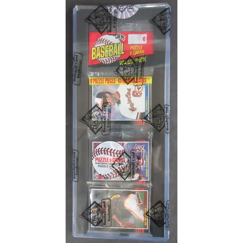 1985 Donruss Baseball Unopened Rack Pack (Puckett and Ripken Top) (BBCE)