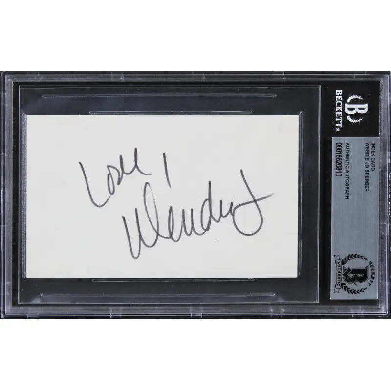 Wendie Jo Sperber Back To The Future Authentic Signed 3x5 Index Card BAS Slab 1