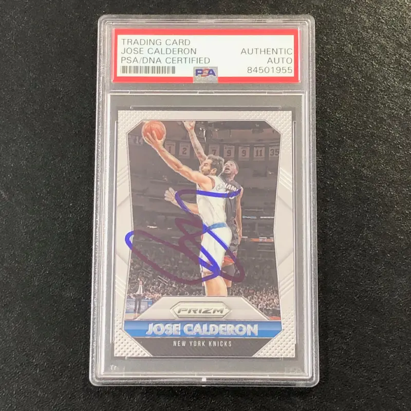 2015-16 Panini Prizm #76 Jose Calderon Signed Card AUTO PSA Slabbed Knicks