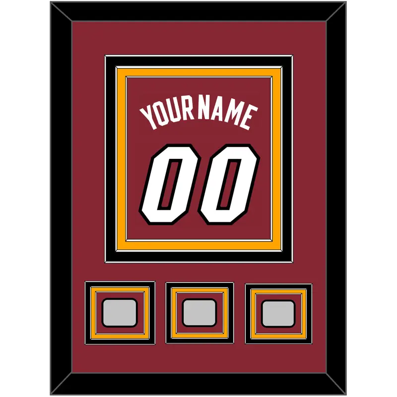 Miami Name & Number With 3 Finals Patches - Alternate Red (2009-2017) - Triple Mat 3