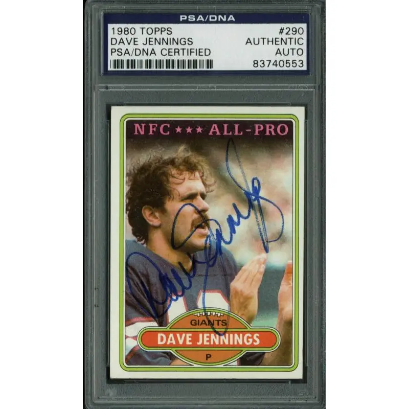 Giants Dave Jennings Authentic Signed Card 1980 Topps #290 PSA/DNA Slabbed