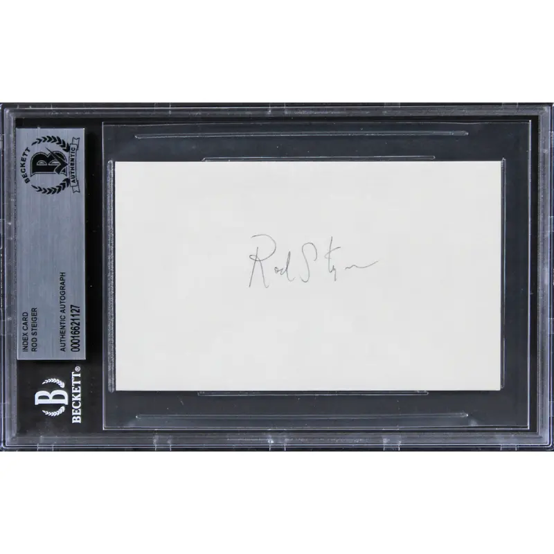 Rod Steiger In The Heat of the Night Signed 3x5 Index Card BAS Slabbed 6