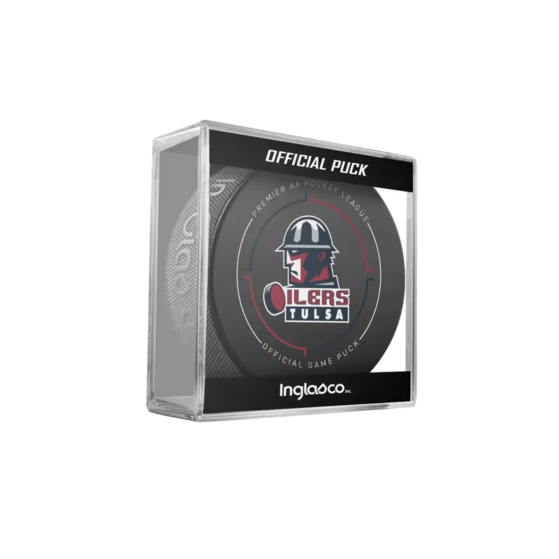 ECHL Tulsa Oilers Official Game Hockey Puck In Cube