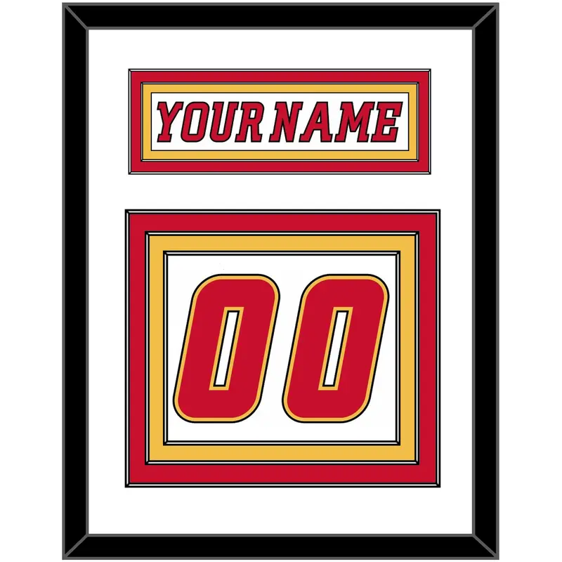 Calgary Nameplate & Number (Back) - Road White (2007-2017) - Triple Mat 1