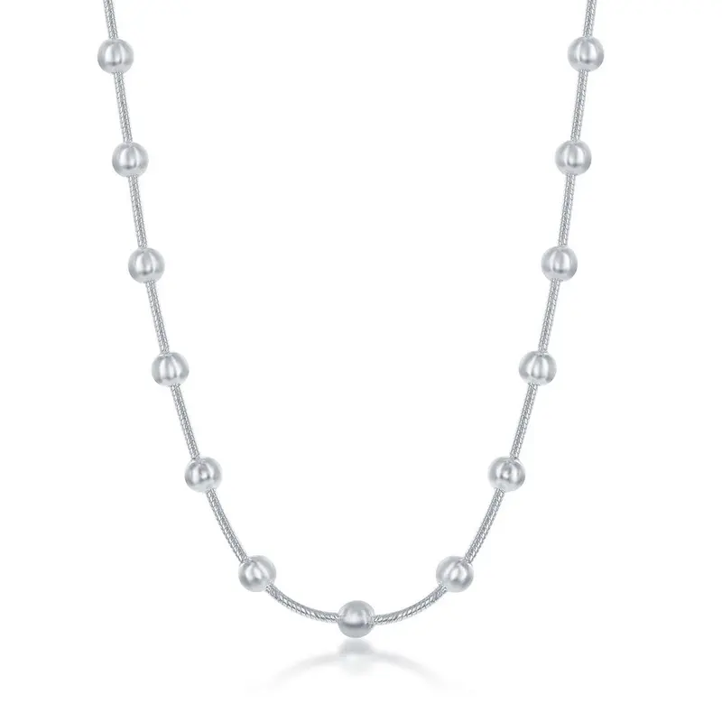 Sterling Silver  Snake & Round Beads