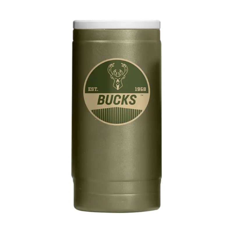 Milwaukee Bucks 12oz Badge Powdercoat SlimCan Coolie