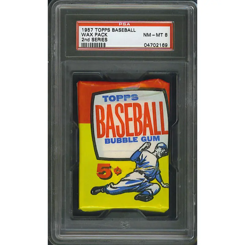 1957 Topps Baseball Unopened Series 2 Wax Pack PSA 8