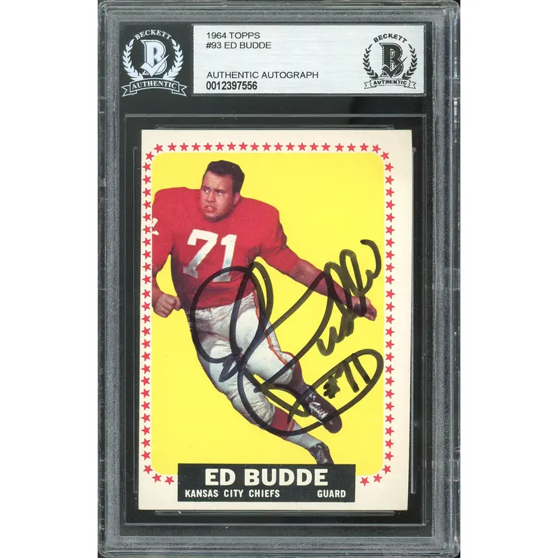 Jets Ed Budde Authentic Signed 1964 Topps #93 Card BAS Slabbed #128\445
