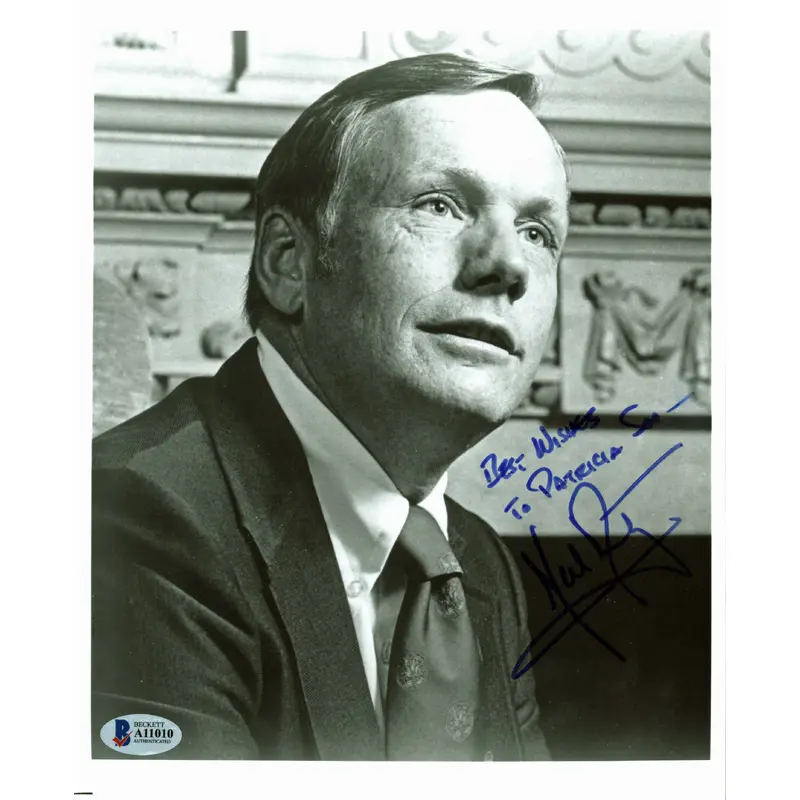 Neil Armstrong "Best Wishes" Signed 8x10 Black & White Photo BAS #A11010