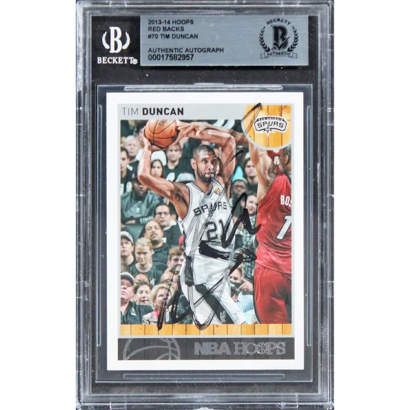 Spurs Tim Duncan Authentic Signed 2013 Hoops Red Backs #70 Card BAS Slabbed