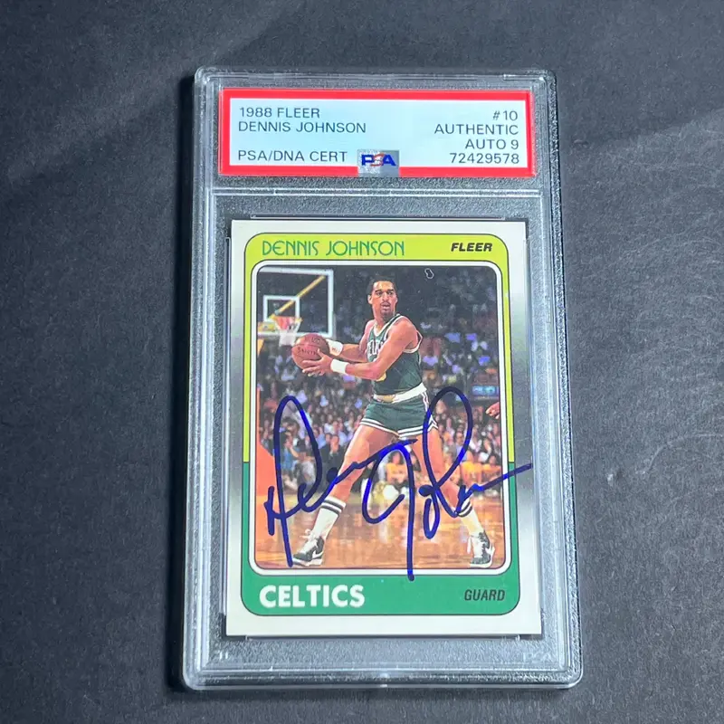 1988-89 Fleer #10 Dennis Johnson Signed Card AUTO 9 PSA/DNA Slabbed Celtics