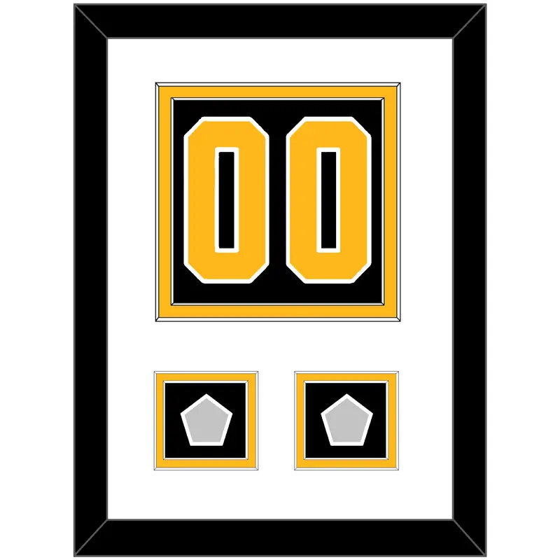 Pittsburgh Number (Back) & 2 Stanley Cup Finals Patches - Home Black - Double Mat 1
