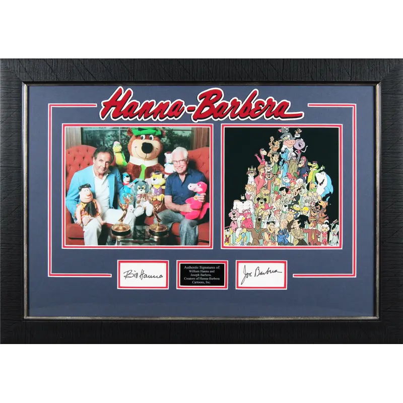 Bill Hannah & Joe Barbera Authentic Signed Framed Display BAS #AD04874