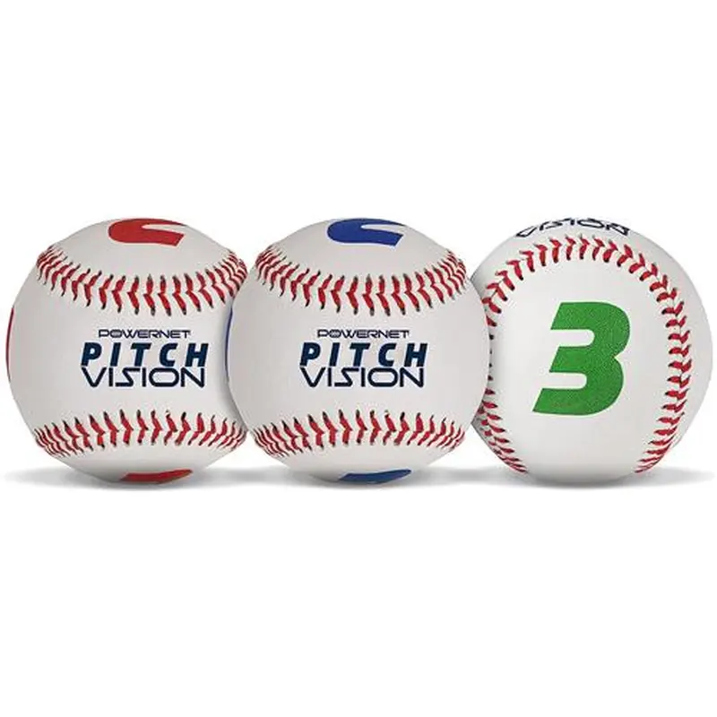 New Powernet Pitch Vision Training Baseball 3 Pack - 4 Numbered Sides