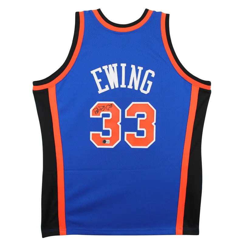 Knicks Patrick Ewing Signed Blue M&N 1998-99 HWC Authentic Jersey BAS #1W470529