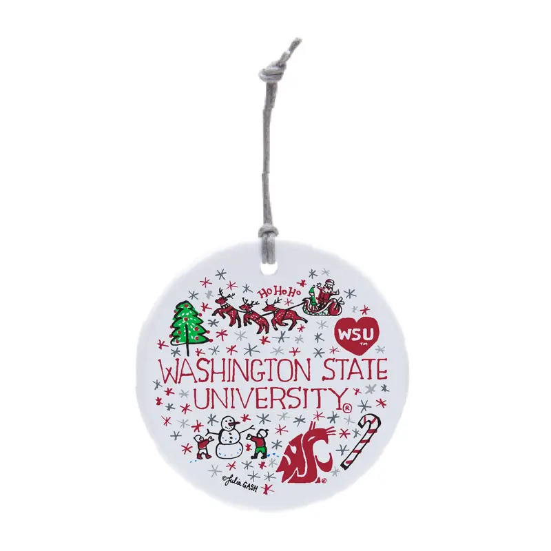 WSU Circle Ceramic Christmas Ornament