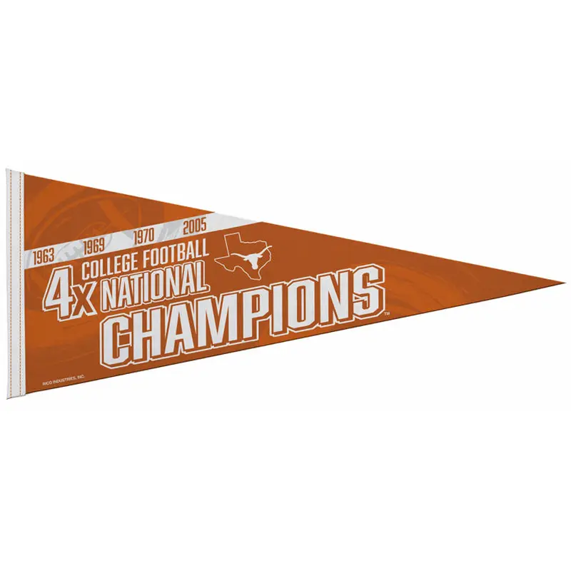 Texas Longhorns Football 4-Time NCAA National Champions Felt Pennant - Rico Inc.