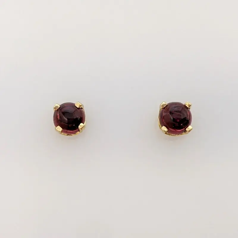 14K TOURMALINE ROUND 4MM CABOCHON STUD EARRINGS 0.8 GRAMS