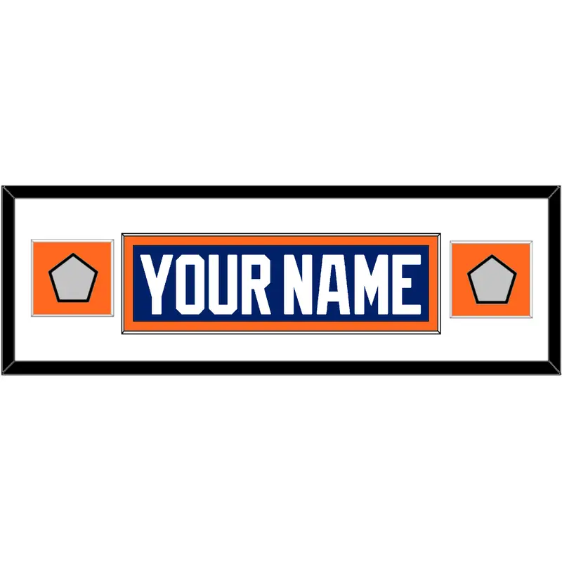 Edmonton Nameplate & 2 Stanley Cup Champions Patches - Road Blue (1981-1994) - Single Mat 3