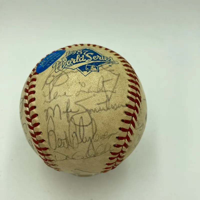1987 Minnesota Twins Team Signed Game Used World Series Baseball PSA DNA & MEARS