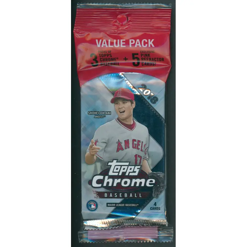 2018 Topps Chrome Baseball Unopened Value Pack (3/4 plus 5)