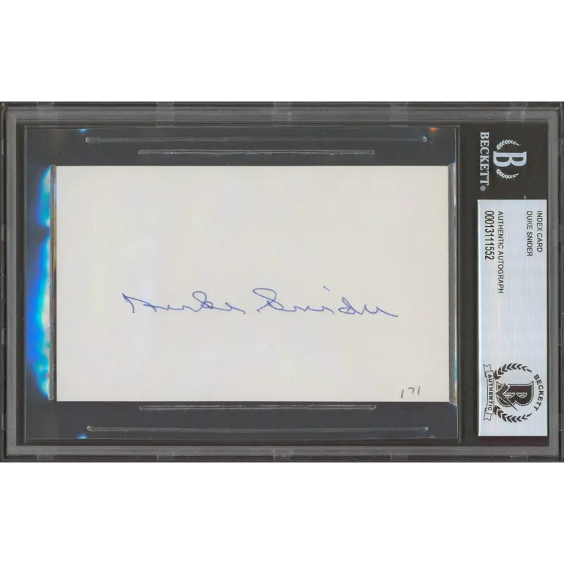 Dodgers Duke Snider Authentic Signed 3x5 Index Card Autographed BAS Slab