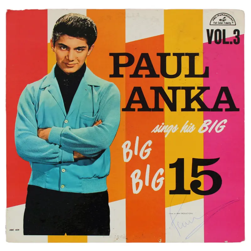 Paul Anka Signed Sings His Big Big Big 15 Vol. 3 Album Cover BAS #BG90662