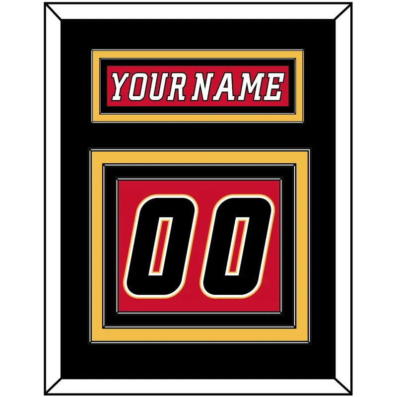 Calgary Nameplate & Number (Back) - Home Red (2007-2017) - Triple Mat 3