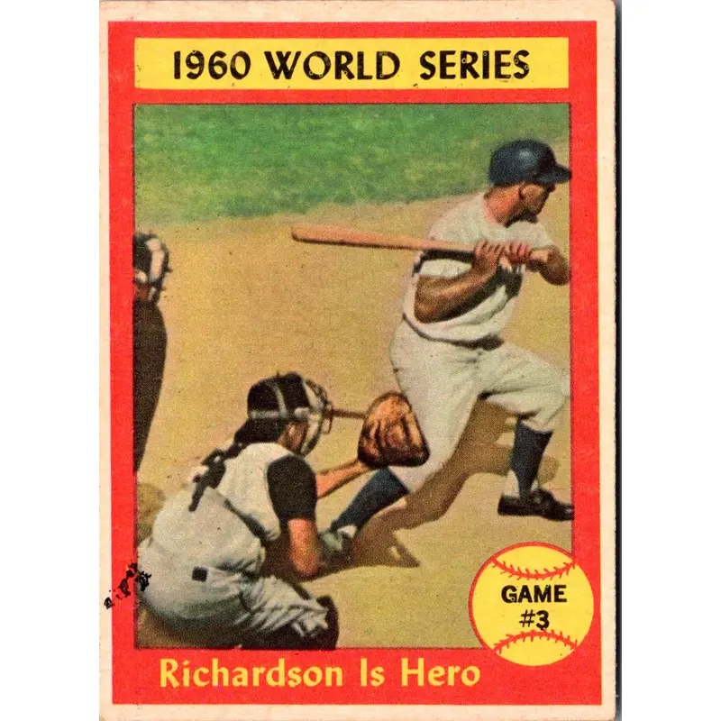 1961 Topps 1960 World Series Game #3 Richardson Is Hero #308 VG-EX